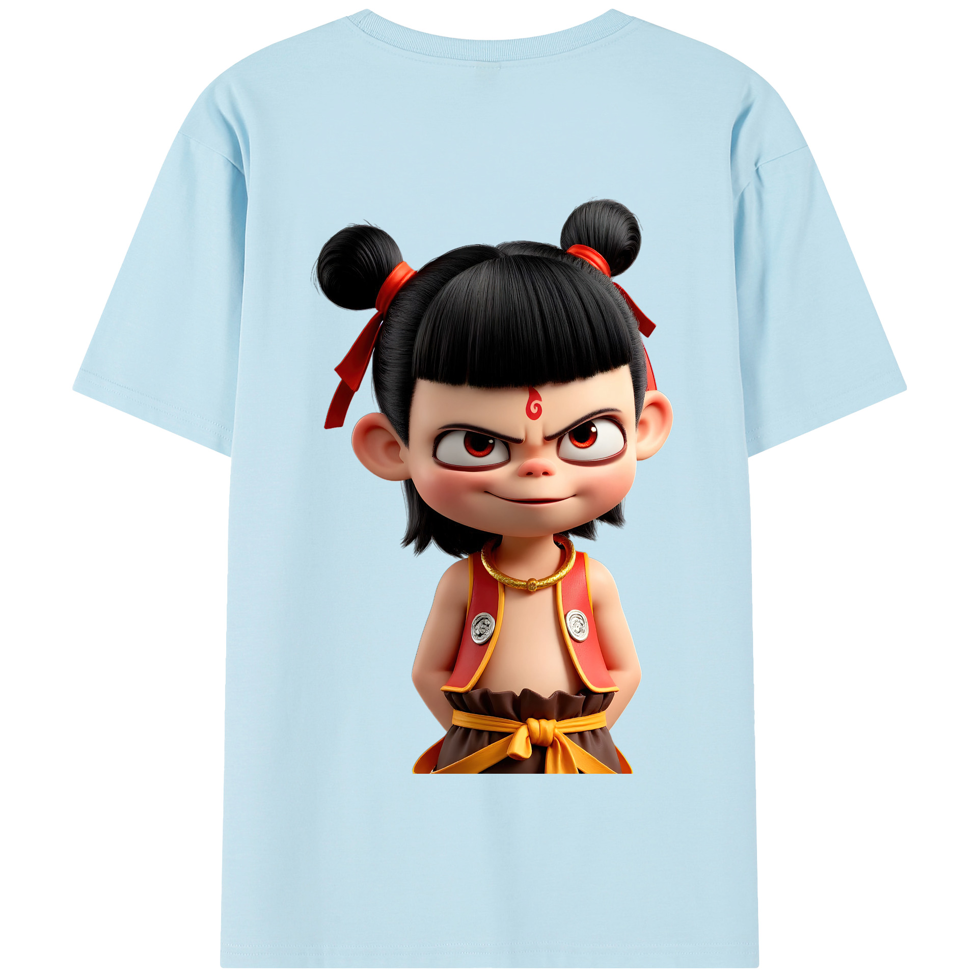 （画像用） Ne Zha 2 ナタ 魔童の大暴れ 綿100％半袖Tシャツ（背面プリント）